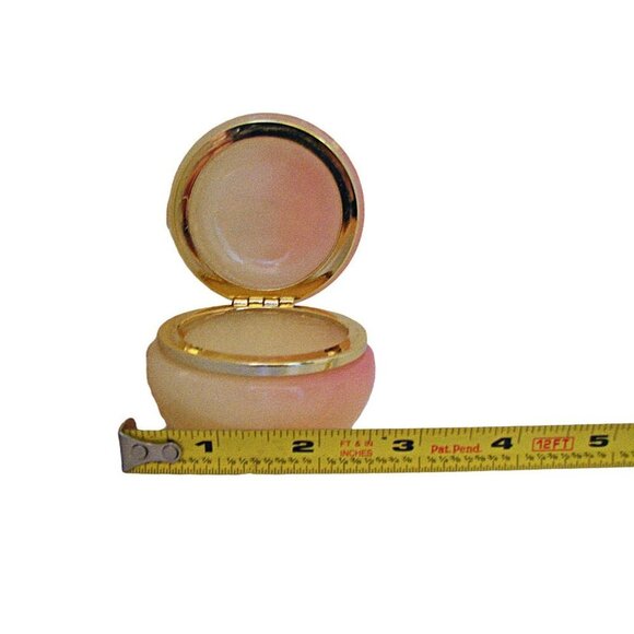 Hand Painted Peach Trinket Dish Box With Love from Jerusalem Gold Trim 2 x 2.5 " - Picture 11 of 12